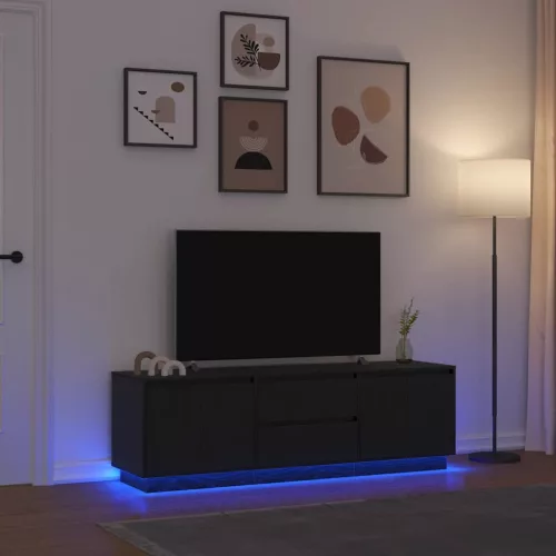 vidaXL fekete TV-szekrény LED-világítással 160,5x41x50 cm