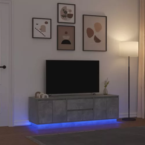 vidaXL betonszürke TV-szekrény LED lámpákkal 160,5x41x50 cm