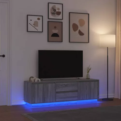 vidaXL szürke sonoma színű TV-szekrény LED-lámpákkal 160,5x41x50 cm