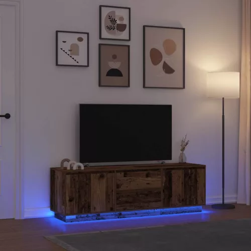 vidaXL antik fa színű TV-szekrény LED-lámpákkal 160,5x41x50 cm