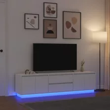 vidaXL fehér TV-szekrény LED-lámpákkal 193,5x41x50 cm