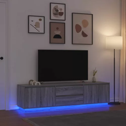 vidaXL szürke sonoma színű TV-szekrény LED-lámpákkal 193,5x41x50 cm