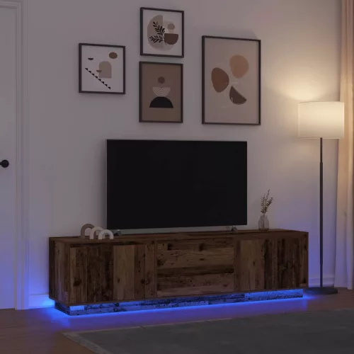 vidaXL antik fa színű TV-szekrény LED-lámpákkal 193,5x41x50 cm