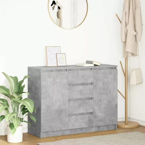 vidaXL betonszürke szerelt fa tálalószekrény fiókos 100,5x35x76 cm