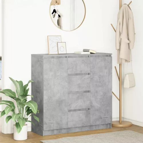 vidaXL betonszürke szerelt fa tálalószekrény fiókos 100,5x35x98,5 cm