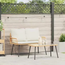 vidaXL Kert étkező szett 2 pcs Természetes polirattan