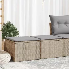   vidaXL 2 részes bézs polyrattan akácfa kerti ülőgarnitúra párnákkal