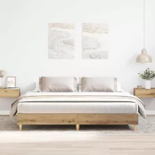   vidaXL kézműves tölgy szerelt fa ágykeret matrac nélkül 160x200 cm