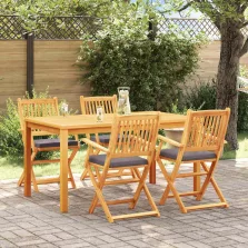   vidaXL Összecsukható szék 4 pcs Szürke 49 x 57.5 x 92cm Tömör akácfa