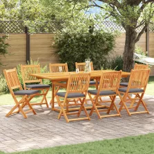   vidaXL Összecsukható szék 8 pcs Szürke 49 x 57.5 x 92cm Tömör akácfa