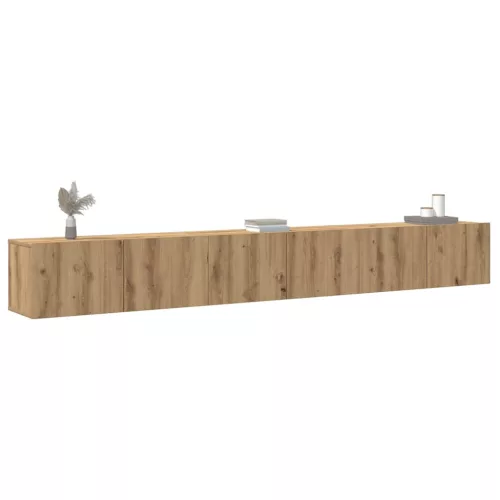 vidaXL 3 részes  kézműves tölgy színű szerelt fa fali TV-szekrényszett