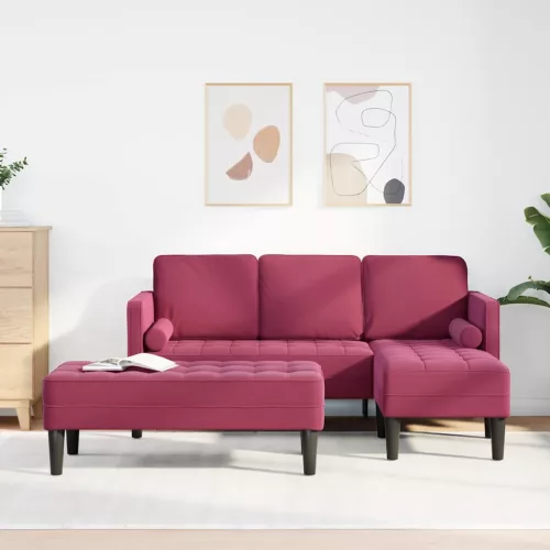 vidaXL Kanapé Szett párnával 2 pcs Bordó Poliészter