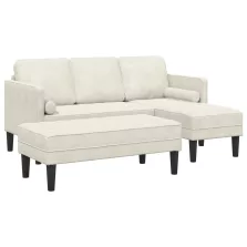 vidaXL Kanapé Szett párnával 2 pcs Krém Poliészter