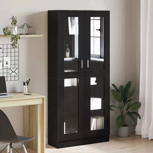 vidaXL Könyvespolc Musta tammi 82,5 x 30,5 x 185 cm Faanyag