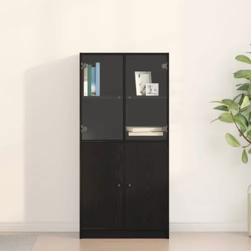 vidaXL Magasfiú Fekete tölgy 68 x 37 x 142 cm