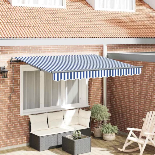 vidaXL Behúzható napellenző Kék 250 x 200 cm szövet