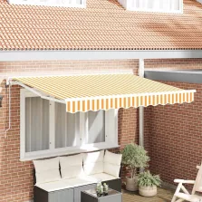  vidaXL Behúzható napellenző Sárga és Fehér 250 x 200 cm