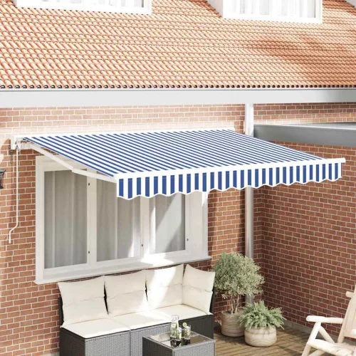 vidaXL Behúzható napellenző Kék és Fehér 300 x 200 cm