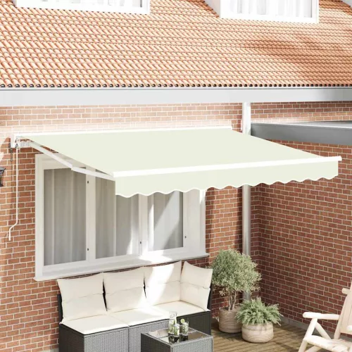 vidaXL Behúzható napellenző Krém 300 x 200 cm Poliészter és fém