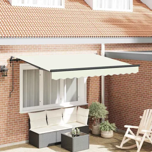 vidaXL Behúzható napellenző Krém 300 x 200 cm szövet