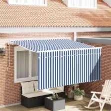 vidaXL Behúzható napellenző Kék és Fehér 300 x 200 cm
