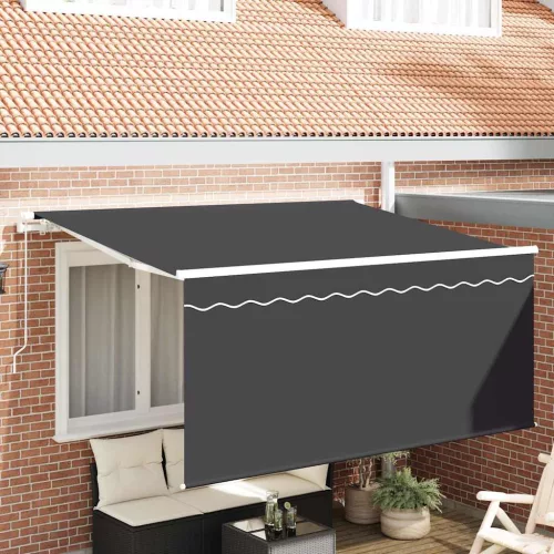 vidaXL Behúzható napellenző Csíkos Antracit 300 x 200 cm szövet