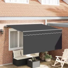   vidaXL Behúzható napellenző Csíkos Antracit 300 x 200 cm szövet