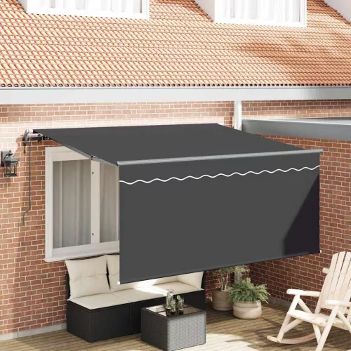 vidaXL Behúzható napellenző Csíkos Antracit 300 x 200 cm szövet