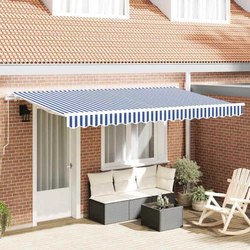 vidaXL Behúzható napellenző Kék 350 x 200 cm szövet
