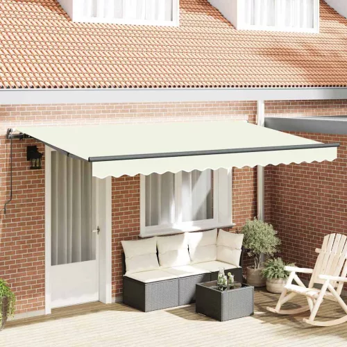 vidaXL Behúzható napellenző Krém 350 x 200 cm szövet