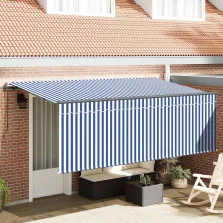 vidaXL Behúzható napellenző Kék és Fehér 350 x 200 cm