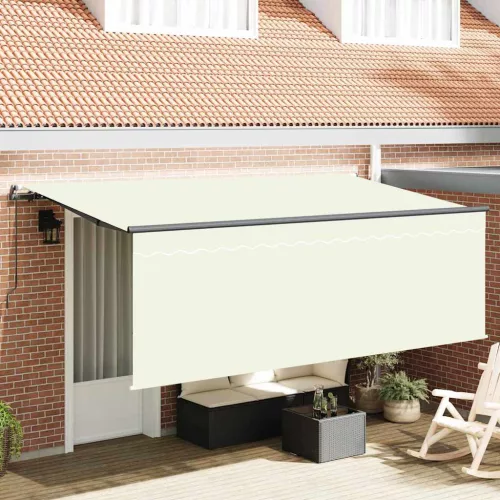 vidaXL Napernyő rolóval Krém 350 x 200 x 120 cm Szövet és Fém