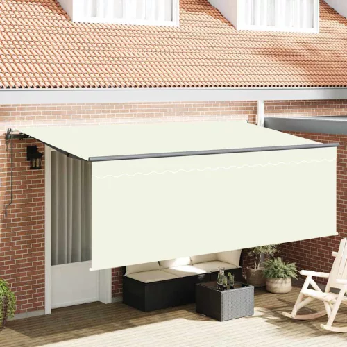 vidaXL Napernyő rolóval Krém 350 x 200 x 120 cm Szövet és Fém
