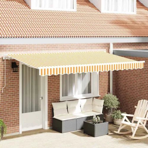 vidaXL Behúzható napellenző Sárga 350 x 200 cm szövet