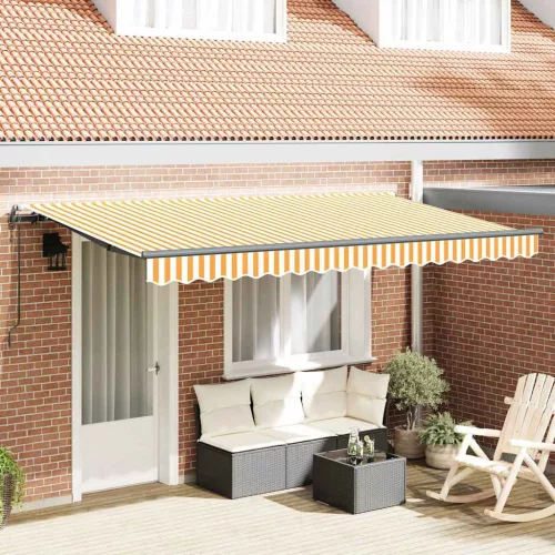 vidaXL Behúzható napellenző Sárga 350 x 200 cm szövet