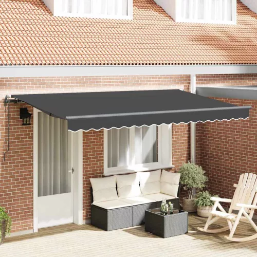 vidaXL Behúzható napellenző Antracit 350 x 200 cm szövet