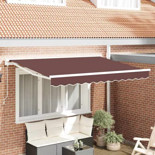 vidaXL Napernyő keret Barna 350 x 200 cm Poliészter PU bevonattal