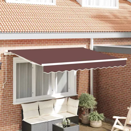 vidaXL Behúzható napellenző Barna 350 x 200 cm szövet