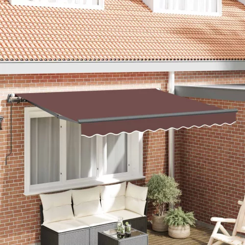 vidaXL Behúzható napellenző Barna 350 x 200 cm szövet