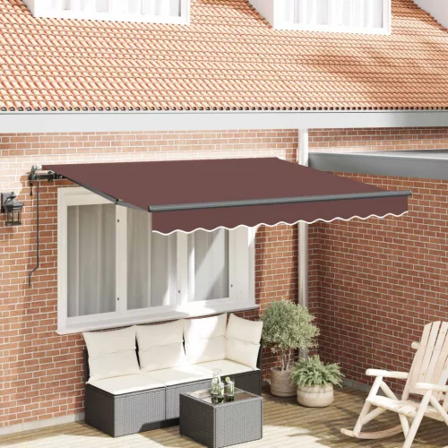 vidaXL Behúzható napellenző Barna 350 x 200 cm szövet