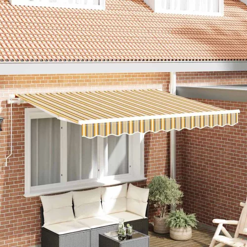 vidaXL Behúzható napellenző Sárga 350 x 200 cm szövet