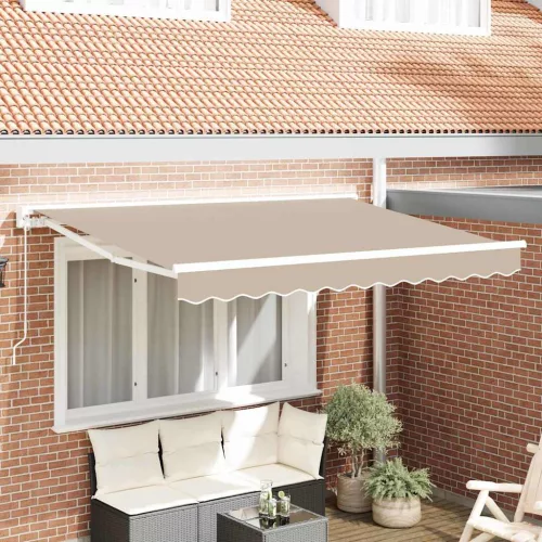 vidaXL Behúzható napellenző Bézs 350 x 200 cm Alumínium és Szövet