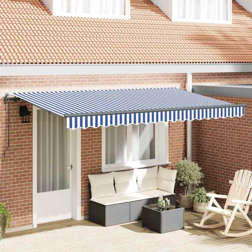 vidaXL Behúzható napellenző Kék 400 x 200 cm szövet