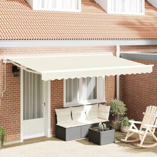 vidaXL Behúzható napellenző Krém 400 x 200 cm Poliészter és fém