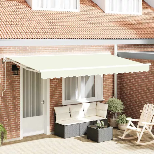 vidaXL Behúzható napellenző Krém 400 x 200 cm Poliészter és fém