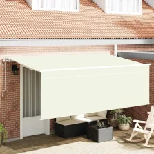 vidaXL Behúzható napellenző Krém és fehér 400 x 200 cm