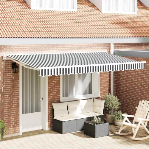 vidaXL Behúzható napellenző Antracit és Fehér 400 x 200 cm