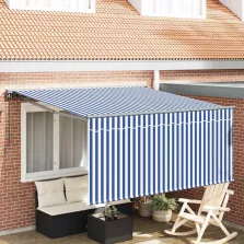   vidaXL Behúzható napellenző Kék és fehér 300 x 250 cm szövet