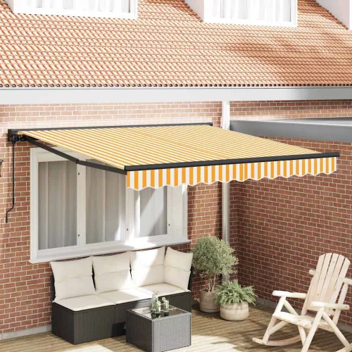 vidaXL Behúzható napellenző Sárga és Fehér 300 x 250 cm