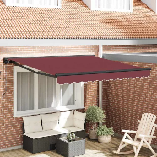 vidaXL Behúzható napellenző Burgundi 300 x 250 cm Poliészter és fém